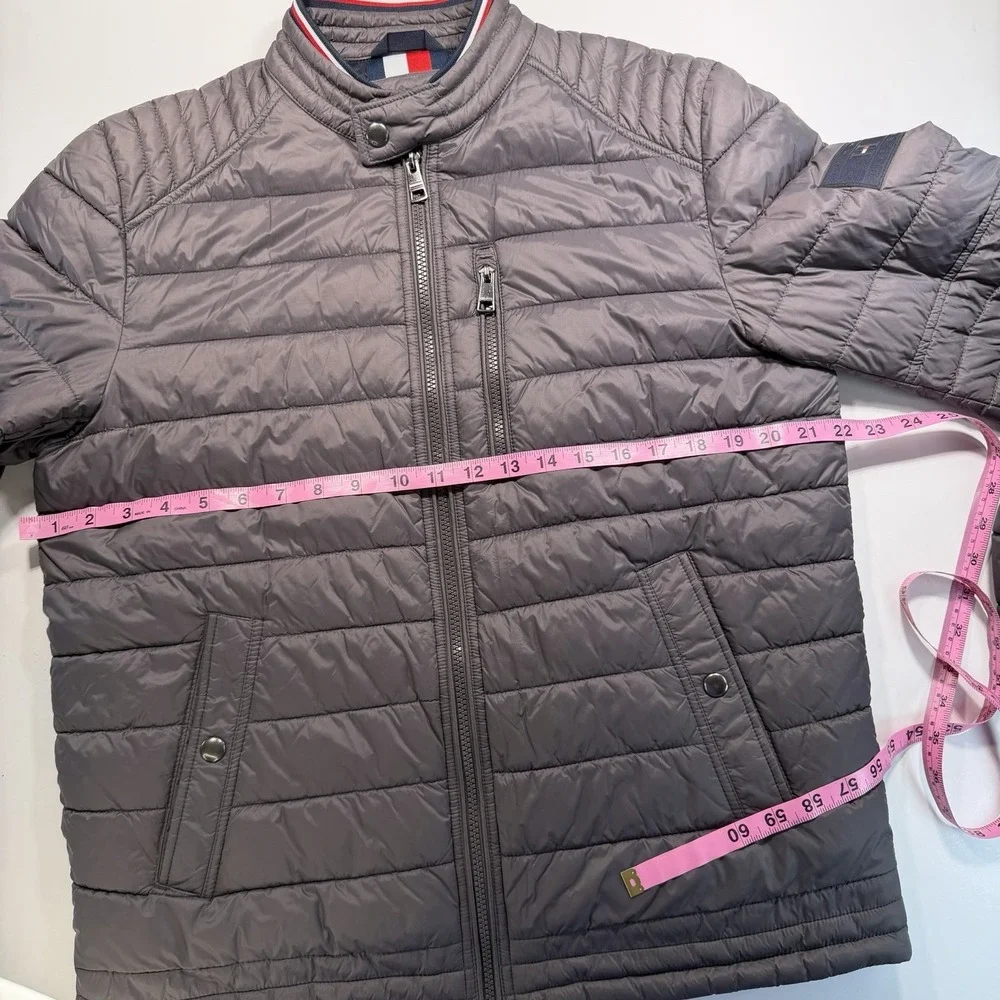 Tommy‎ Hilfiger Gray Full Zip Quilted Puffer Jacket M Classic Preppy